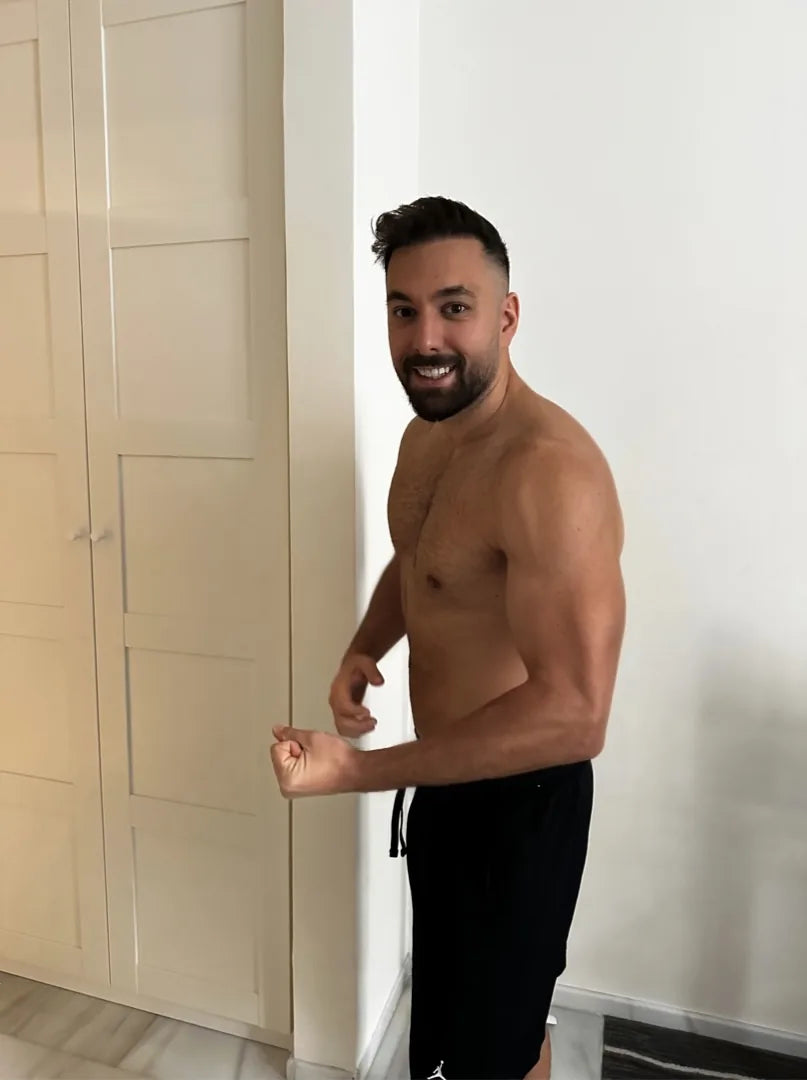 Faheem after: flat stomach, relaxed